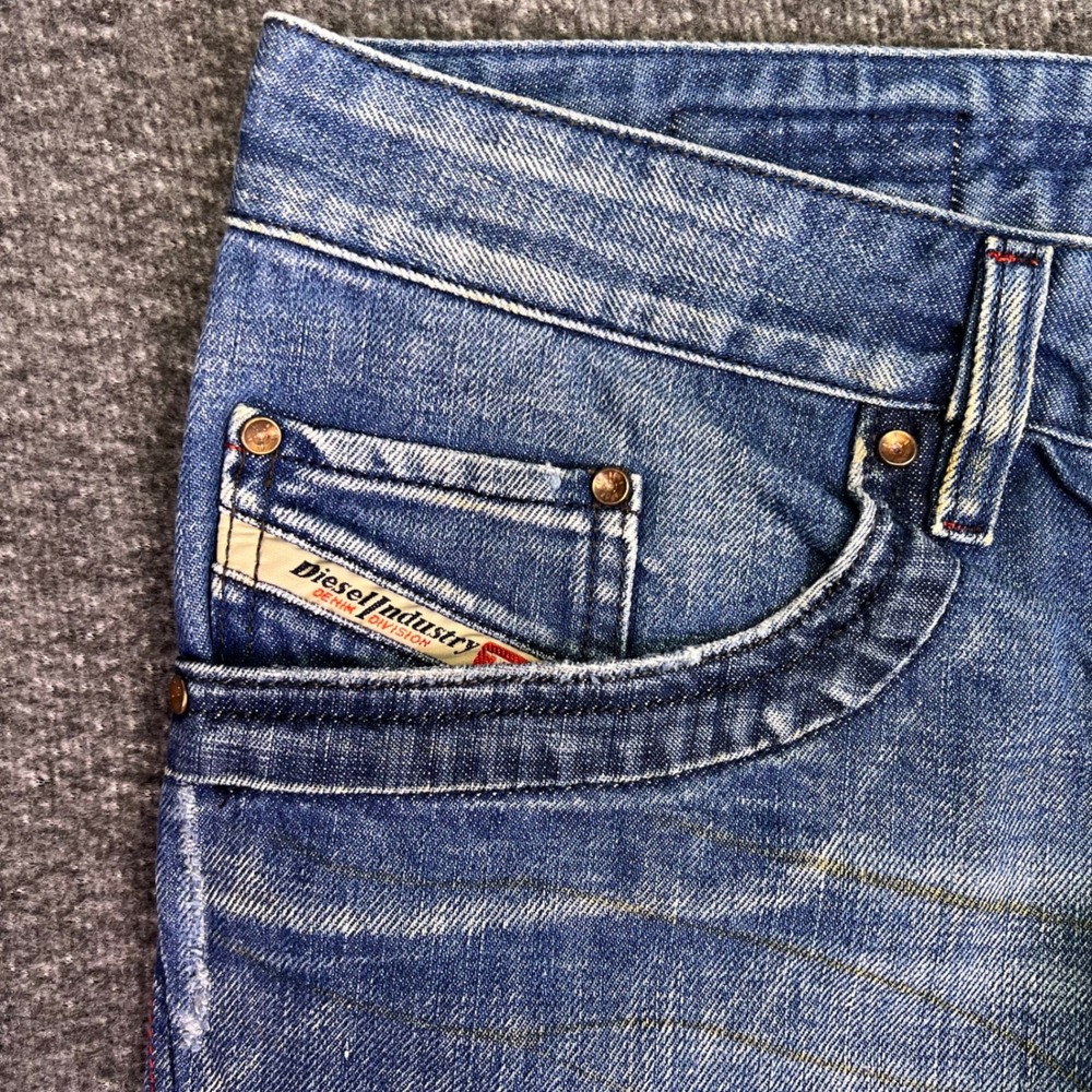 Diesel Jeans Mens 34x27 Blue Grunge Baggy Straight Y2K Button Fly‎ Hemmed Retro - Picture 10 of 16